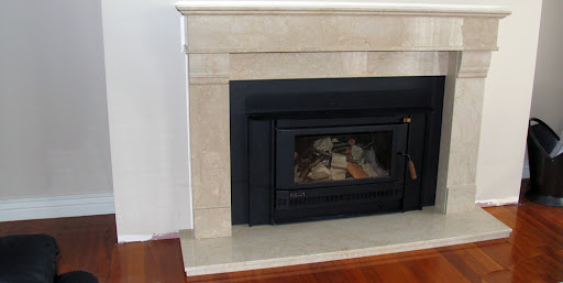 Botticino Marble Tiles Around Fireplace Area