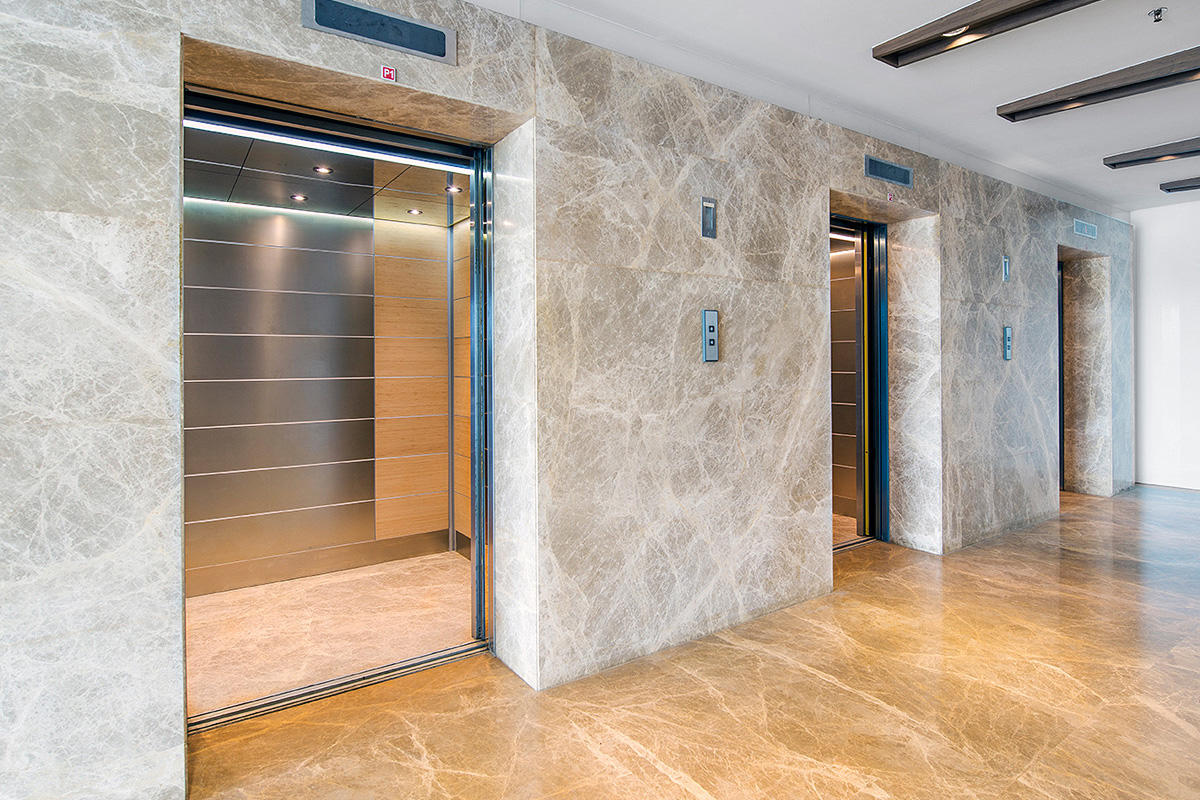 Botticino Marble Tiles On Elevator Walls