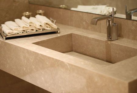 Botticino Marble Tiles On Sink