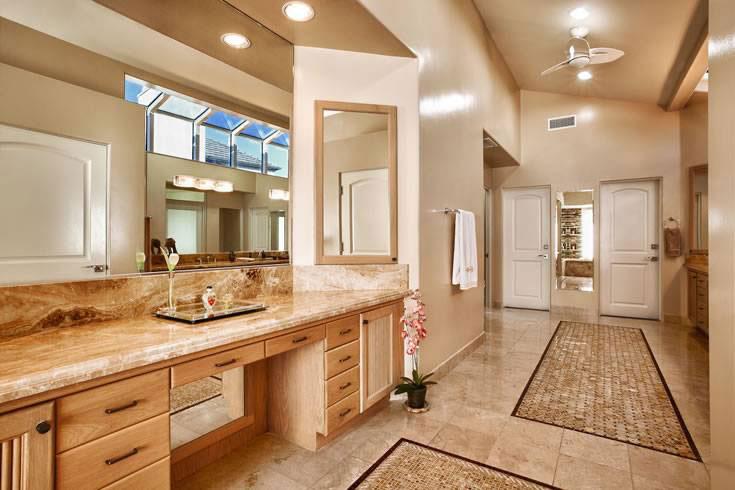 Breccia Marble Tiles On Bathroom Countertop