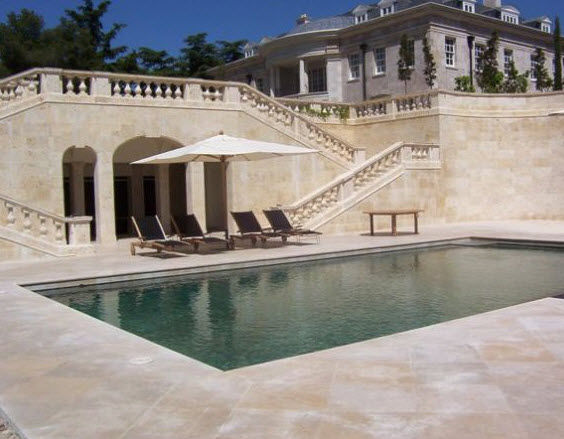 Breccia Marble Tiles On Poolside