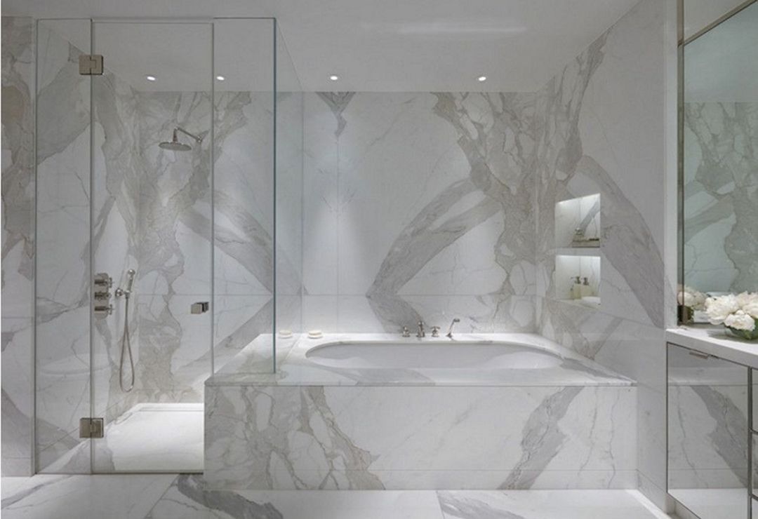 Statuario Marble Tiles In Bathroom