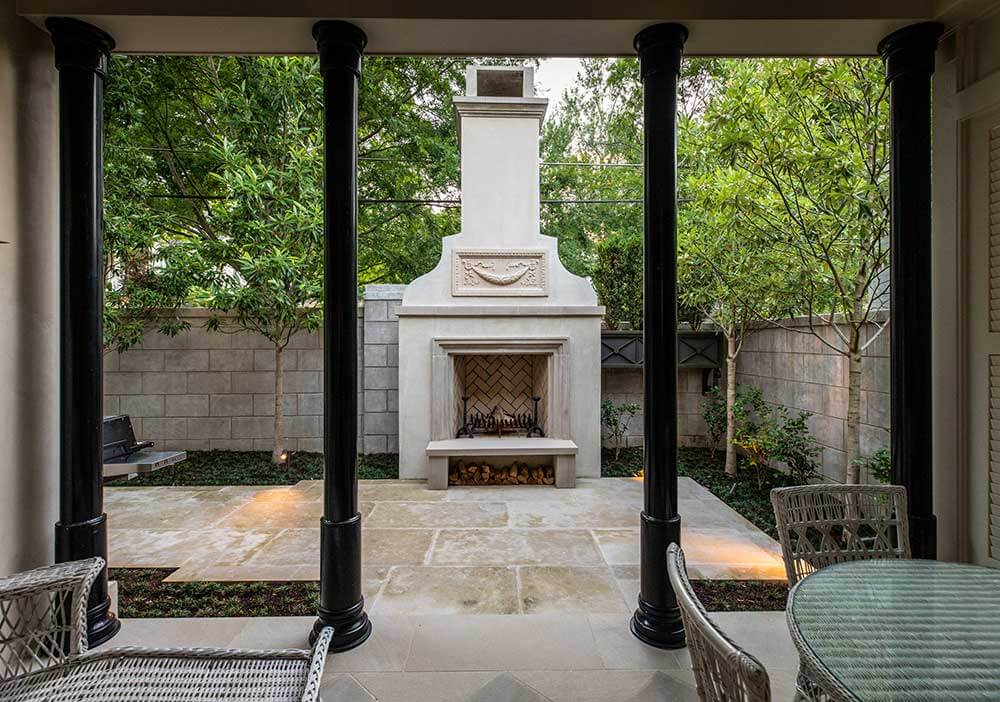 Statuario Marble Tiles On Outdoor Fireplaces